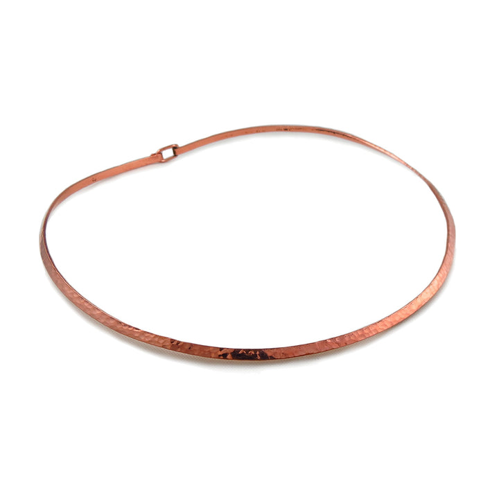 Solid Hammered Copper Choker Necklace Torc