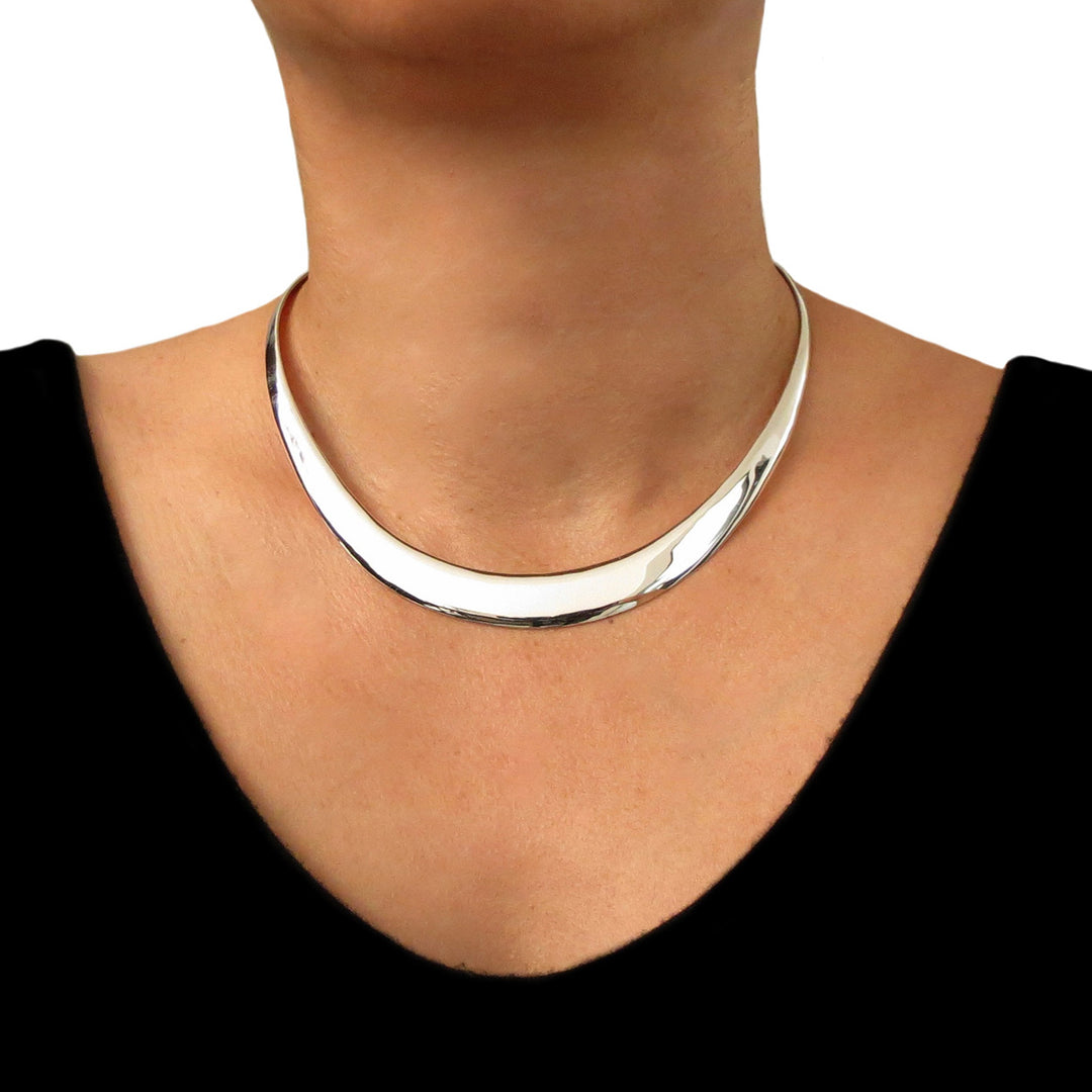 Sterling Silver Polished Choker Necklace - Main Image