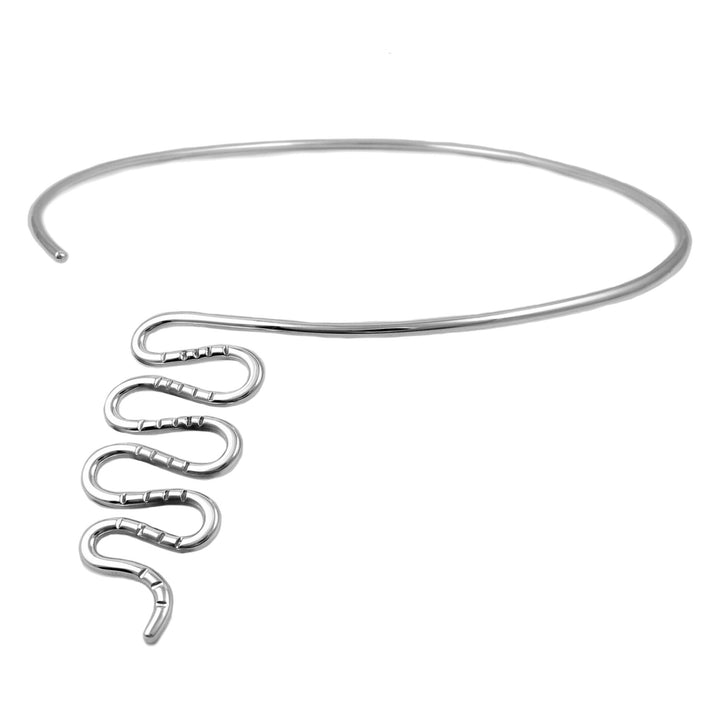 Curved Snake 925 Sterling Silver Choker Necklace