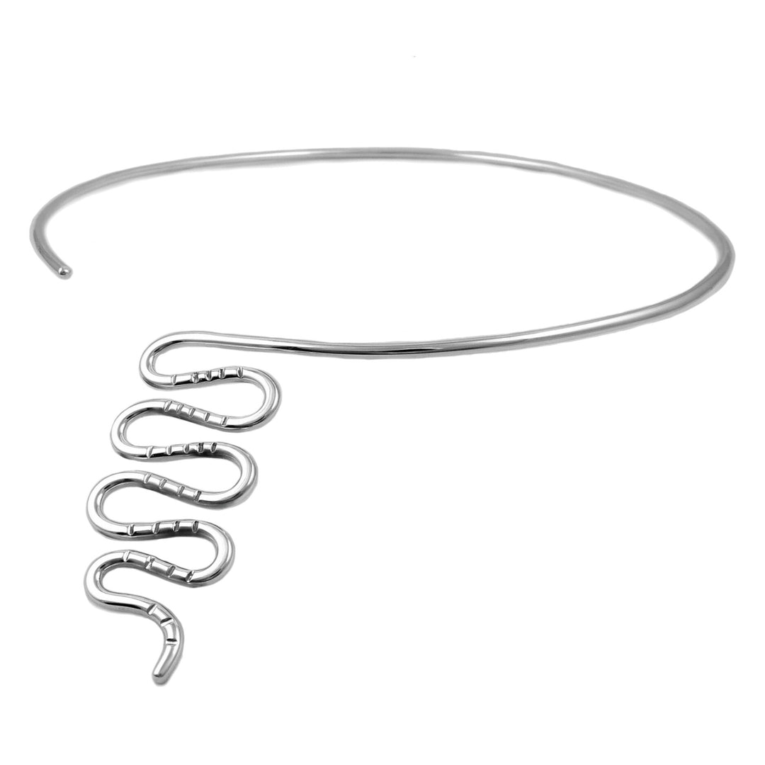 Curved 925 Sterling Silver Choker Necklace