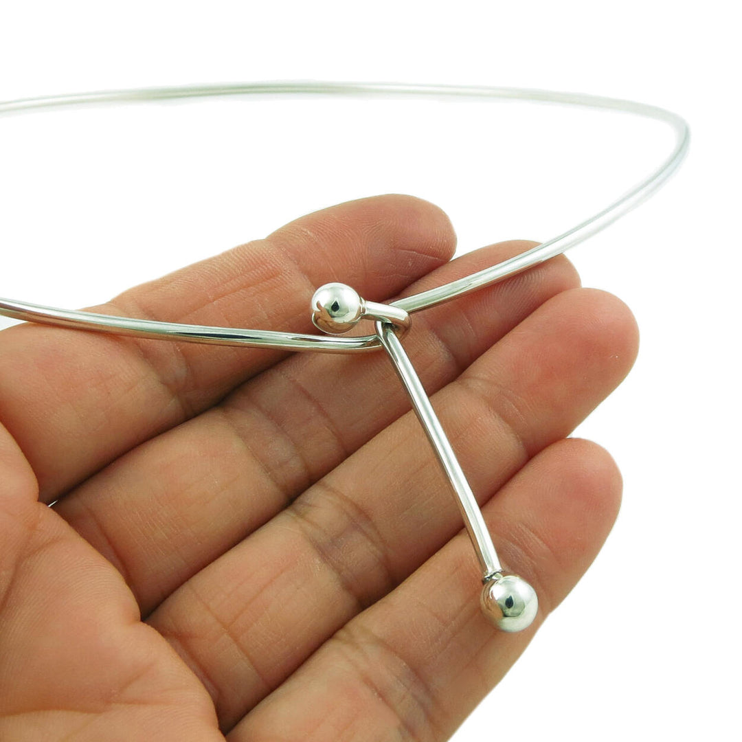 Exclusive Hallmarked Front Hook 925 Sterling Silver Choker Necklace