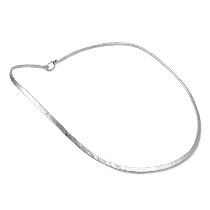 Hallmarked 925 Sterling Silver Hammered Womens Choker Torc