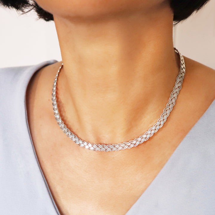 Hallmarked Solid Sterling Silver Woven Choker Torc