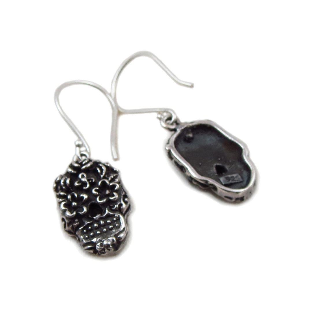 El Dia De Los Muertos Sterling Silver Sugar Skull Earrings