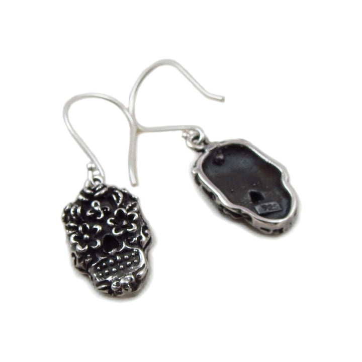 El Dia De Los Muertos Sterling Silver Sugar Skull Earrings