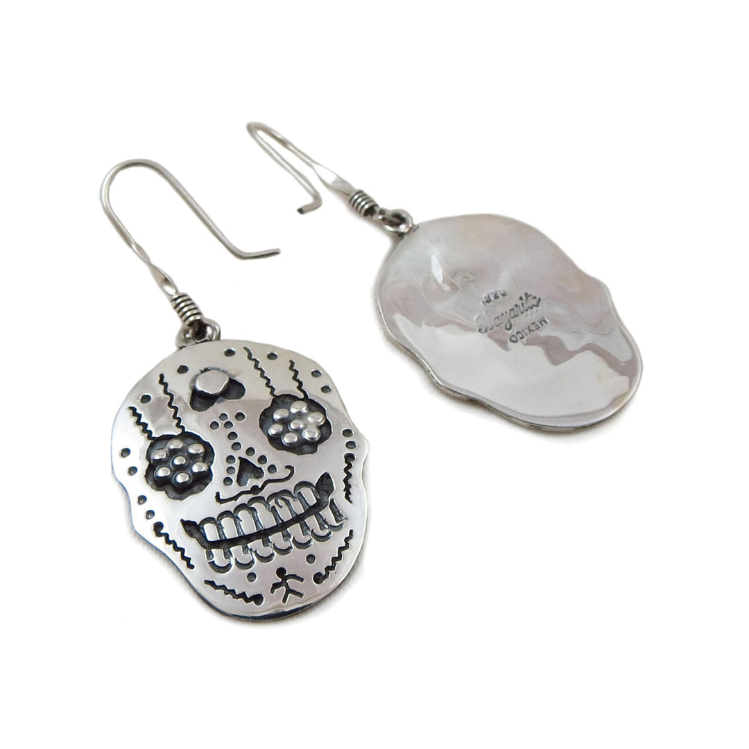 Mexican Day of the Dead 925 Sterling Silver Sugar Skull Earrings for Women