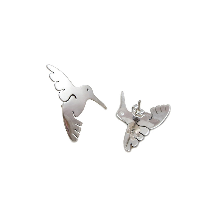 Solid Sterling Handmade 925 Silver Hummingbird Earrings