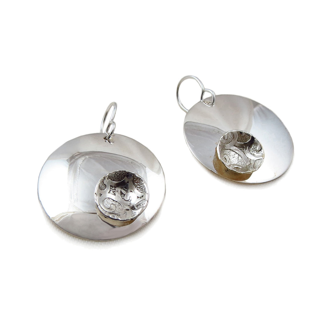 Modernist Circle 925 Sterling Silver Disc Earrings in a Gift Box
