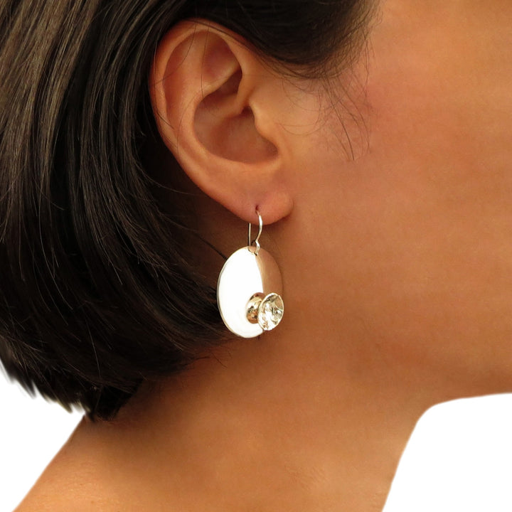 Modernist Circle 925 Sterling Silver Disc Earrings in a Gift Box