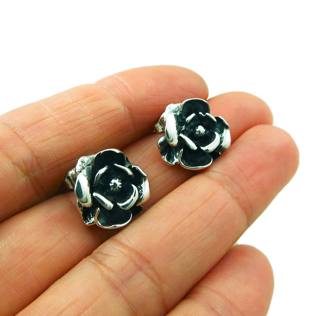 Rose Flower 925 Sterling Silver Earrings