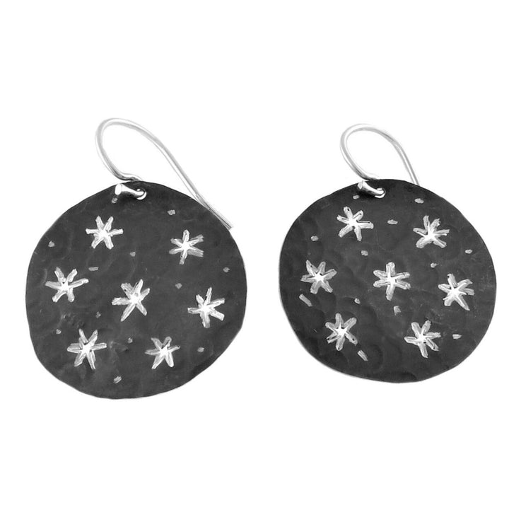 Starry Night 925 Silver Circle Dangle Earrings