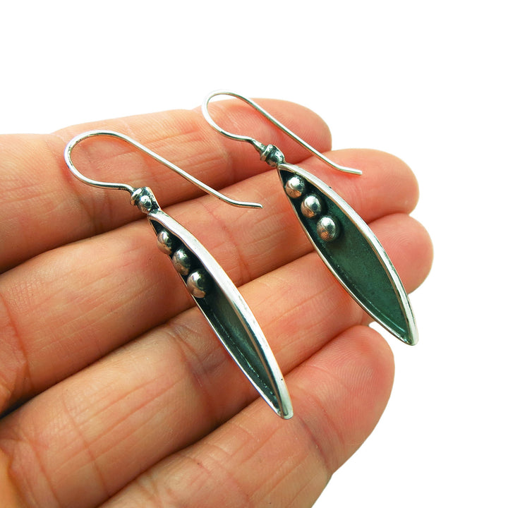 Peas in a Pod 925 Sterling Silver and Copper Designer Earrings