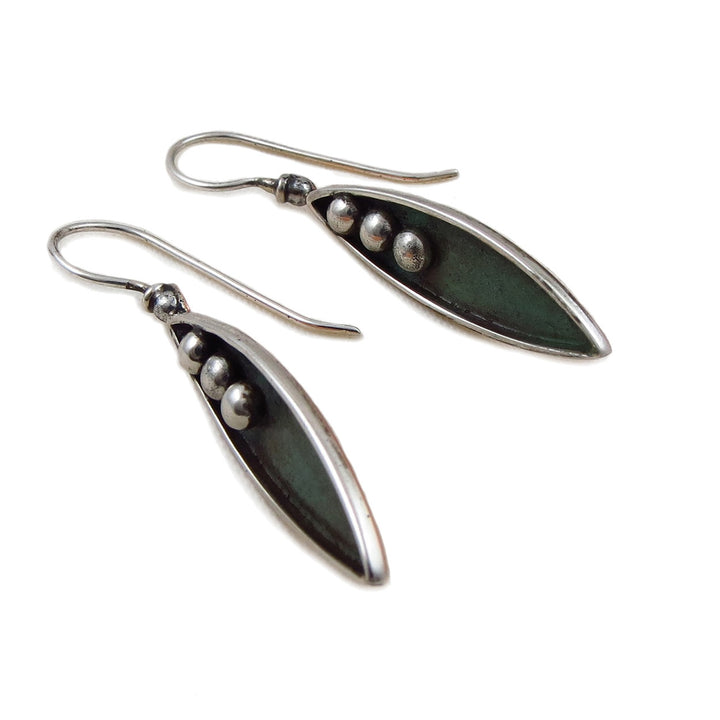 Peas in a Pod 925 Sterling Silver and Copper Designer Earrings