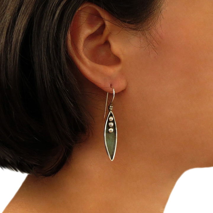 Peas in a Pod 925 Sterling Silver and Copper Designer Earrings