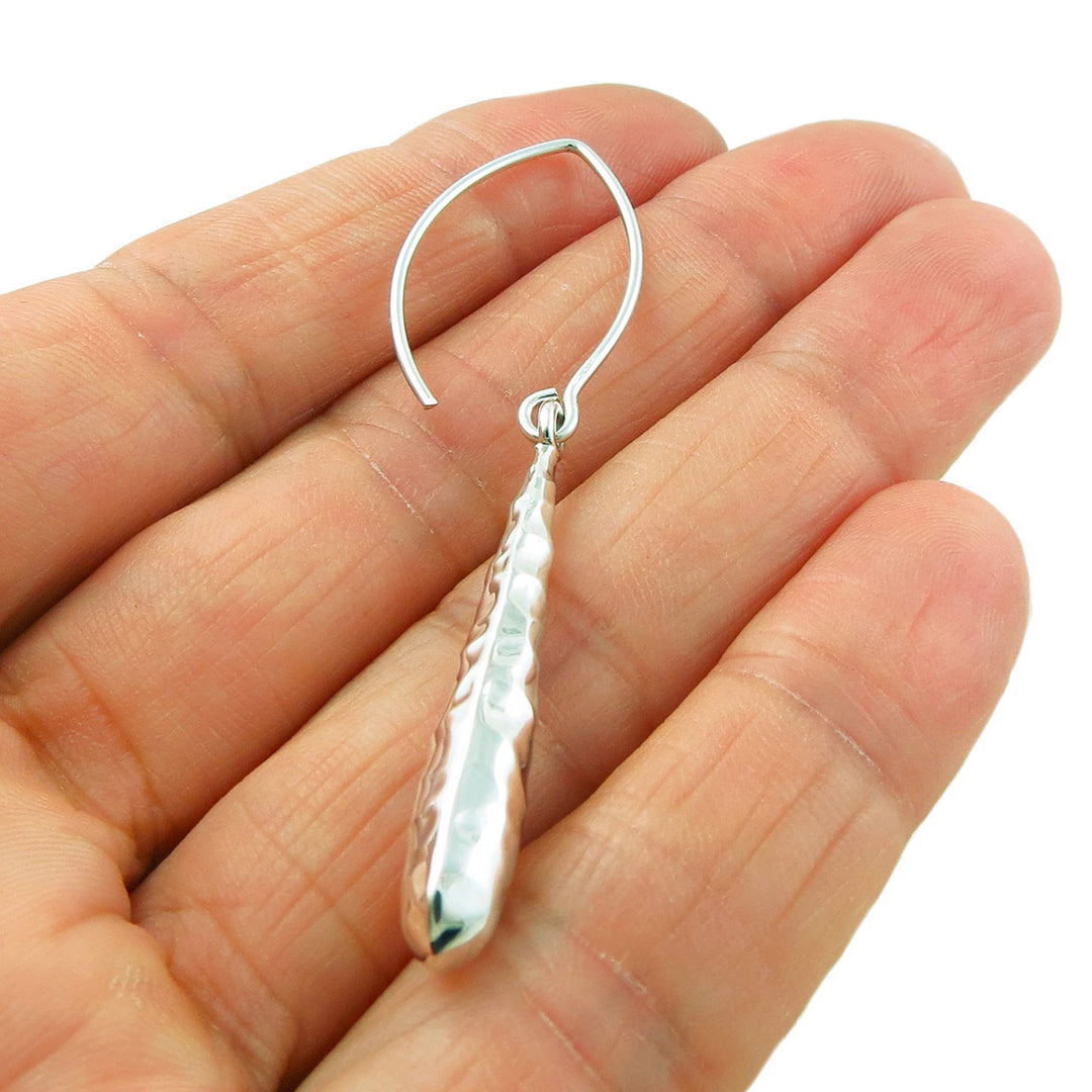Hammered Drops 925 Sterling Silver Threader Earrings