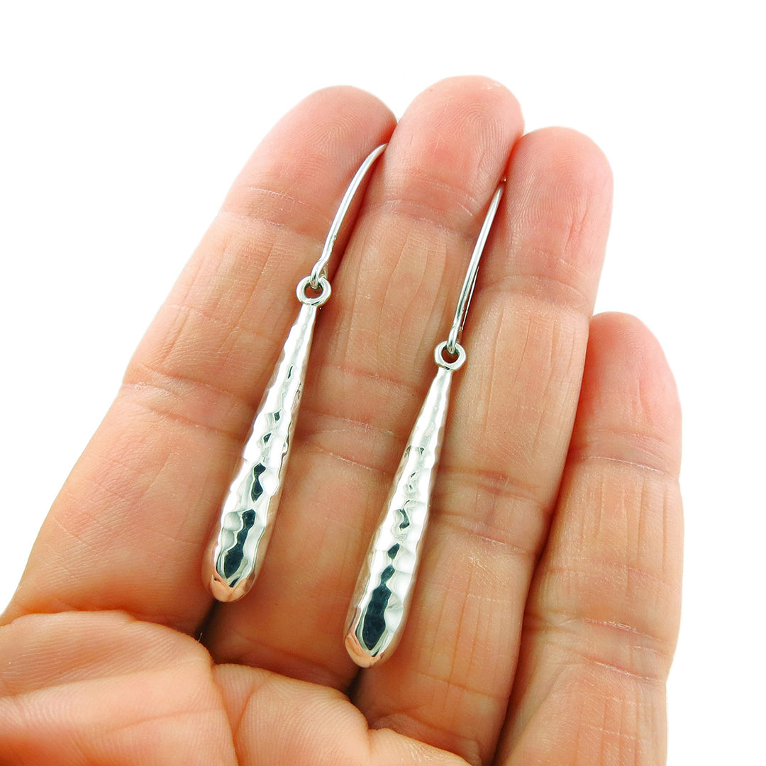 Hammered Drops 925 Sterling Silver Threader Earrings