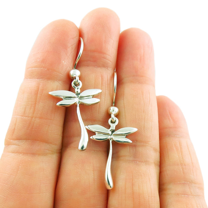 Handmade Dragonfly 925 Sterling Silver Drop Earrings
