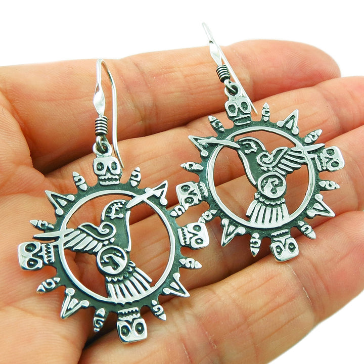 Mexican Aztec Hummingbird 925 Silver Earrings