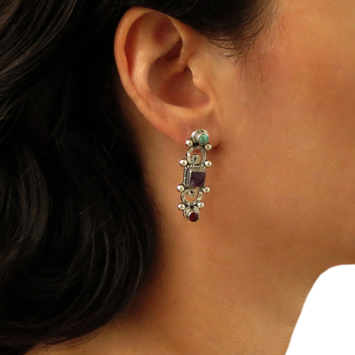 Taxco 925 Sterling Silver Matl Inspired Drop Earrings in a Gift Box