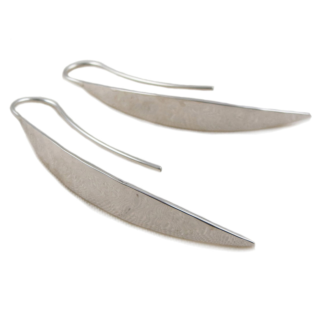 Long Handmade 925 Silver Hammered Drop Earrings