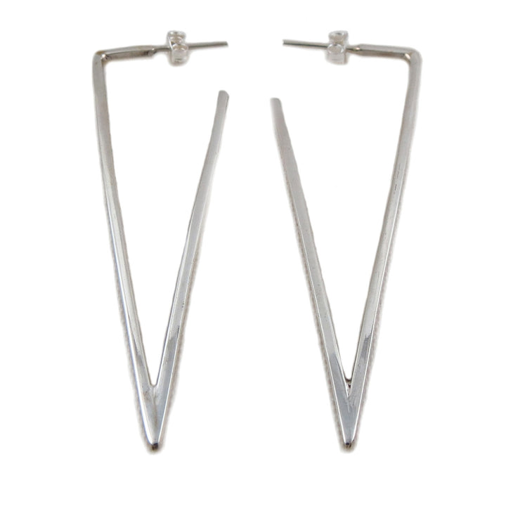 Long Sterling Silver Triangle Earrings