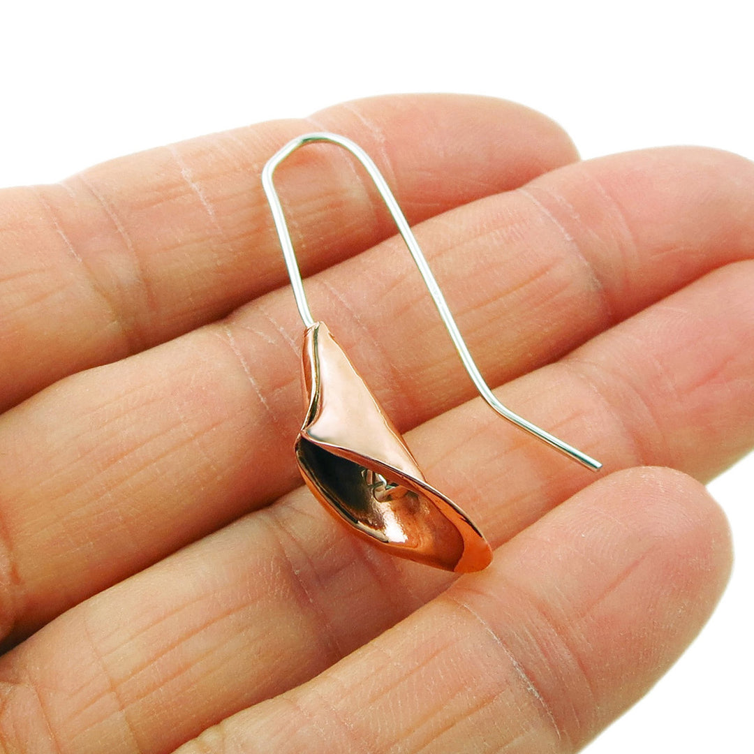 Calla Lily 925 Silver and Copper Flower Designer Drop Earrings