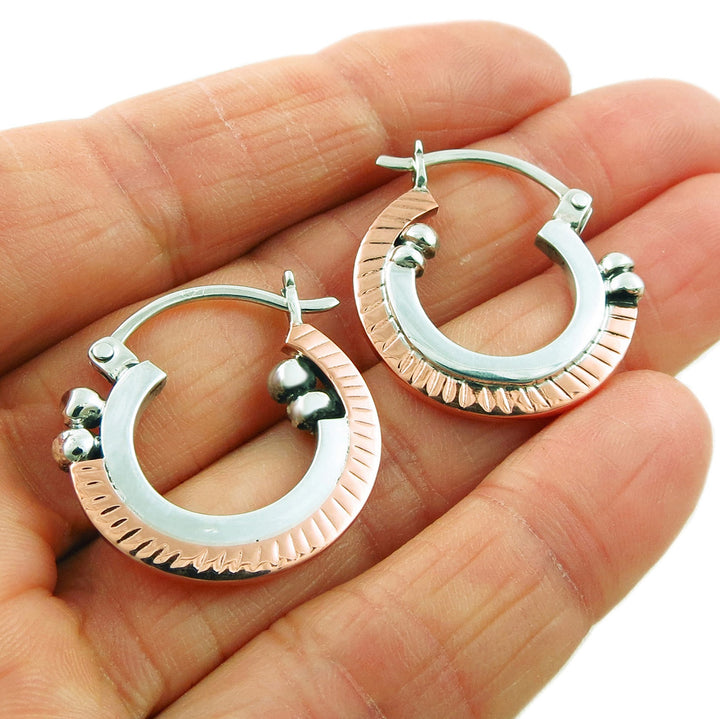 Copper and 925 Silver Handmade Circle Hoop Earrings