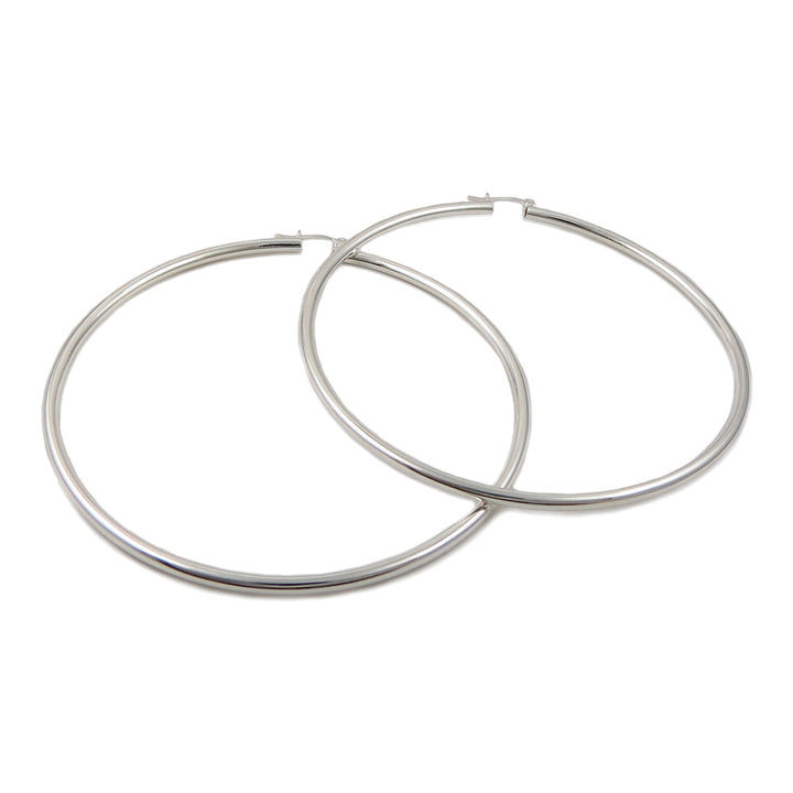 Large Silver Tube Hoop Earrings