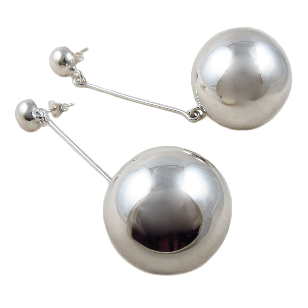 Long Ball and Stick 925 Sterling Silver Heavy Dangle Earrings