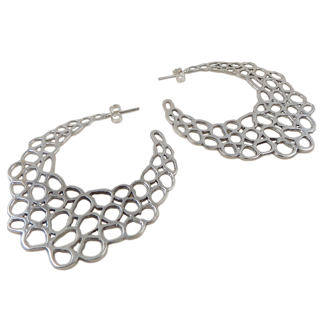 Silver Bubble 925 Hoop Style Earrings