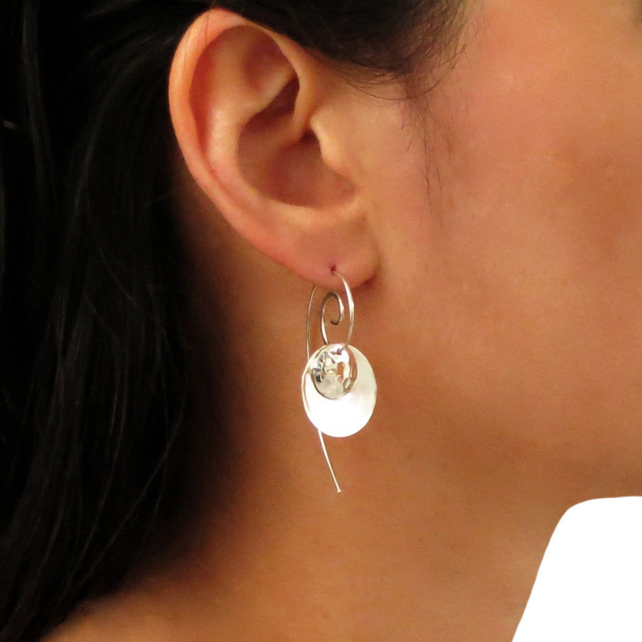 Circle drop hot sale earrings silver