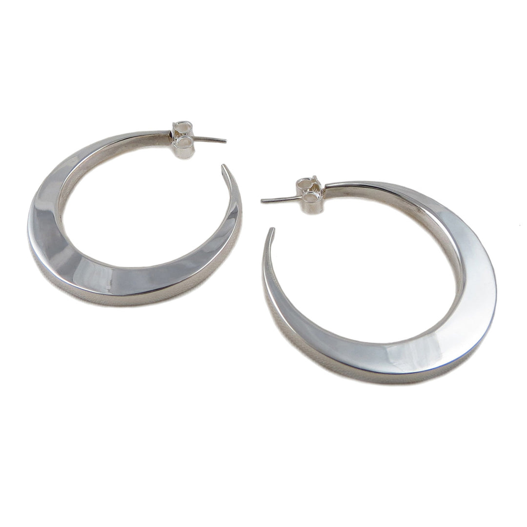 Hoops Handmade 925 Sterling Silver Square Edge Circle Earrings