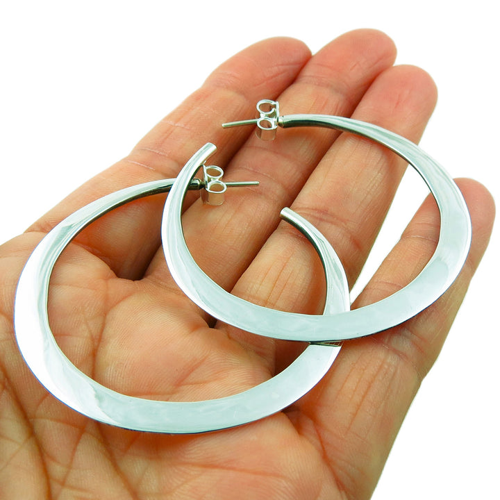 Handmade 925 Sterling Silver Polished Circle Hoop Earrings