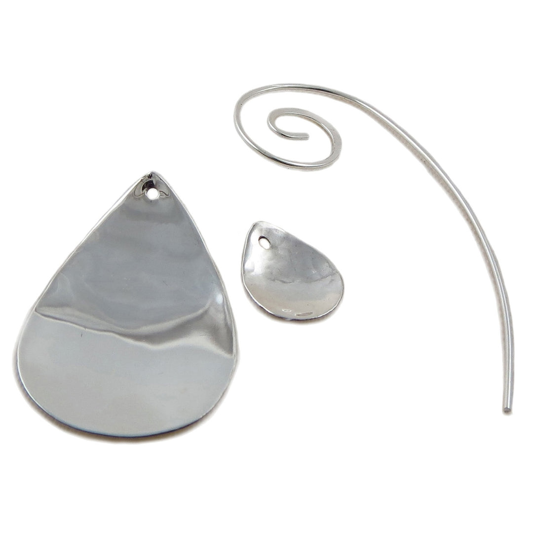 Long 925 Silver Spiral 3 Way Drop Earrings for Women