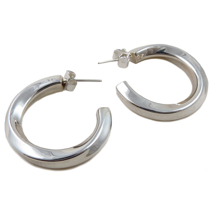 Heavy 925 Sterling Silver Twisted Hoop Circle Earrings