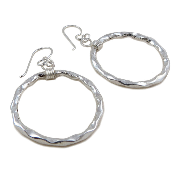 Handmade Circle 925 Sterling Silver Hoop Drop Earrings