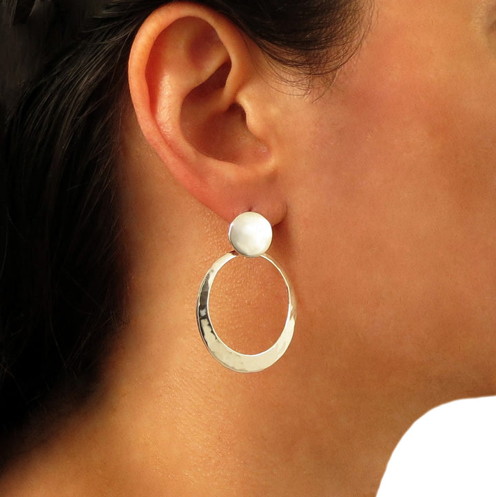 Large Hoops 925 Sterling Silver Circle Drop Earrings