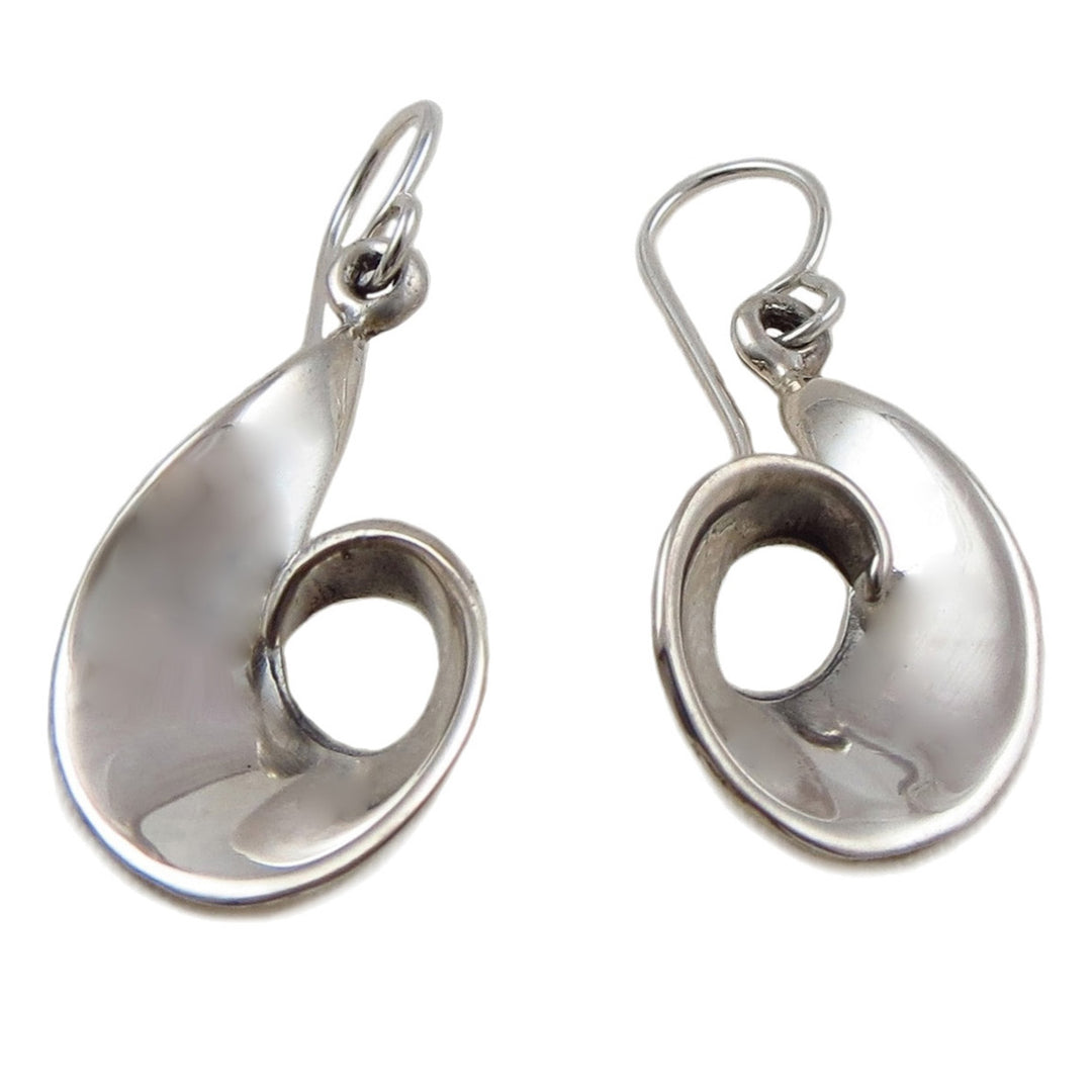 Solid 925 Sterling Silver Swirl Drop Earrings Gift Boxed