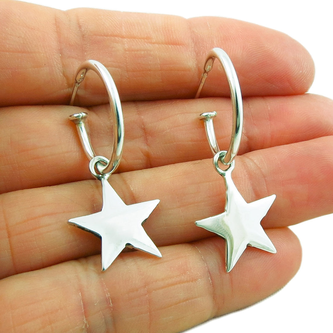 Celestial Star 3 Way Hoop 925 Silver Circle Earrings