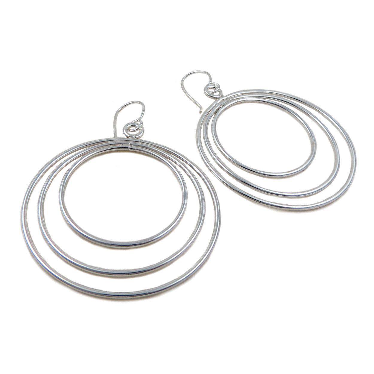 Silver triple sale hoop earrings