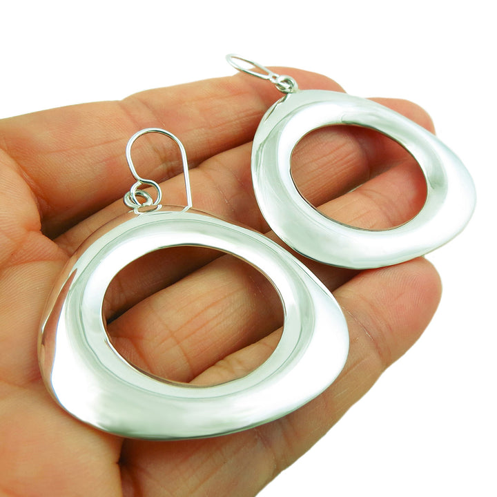 Large Sterling Silver Triangle Hoops Lightweight Earrings for Women