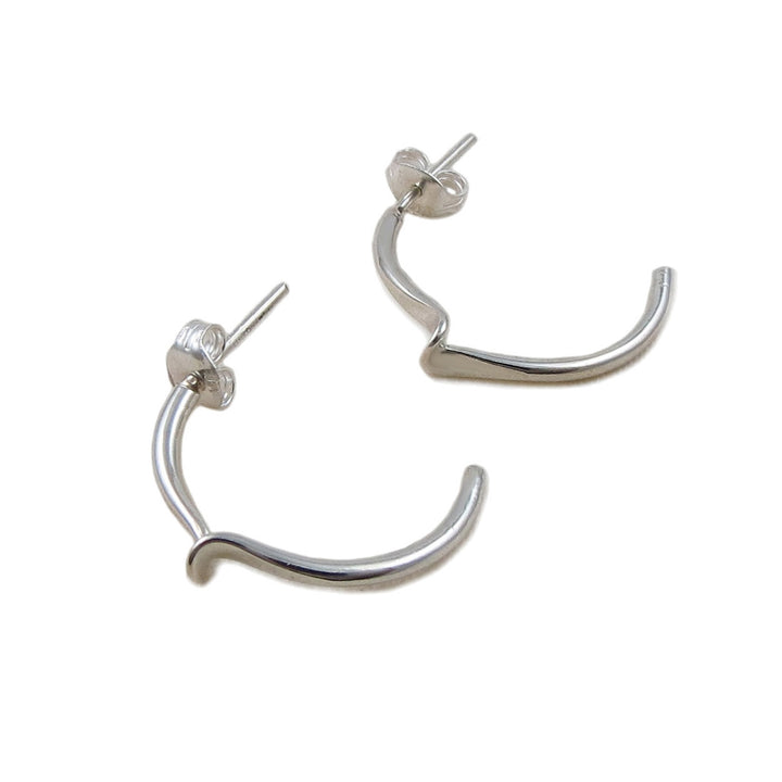 Twisted 925 Silver Half Hoop Drop Earrings