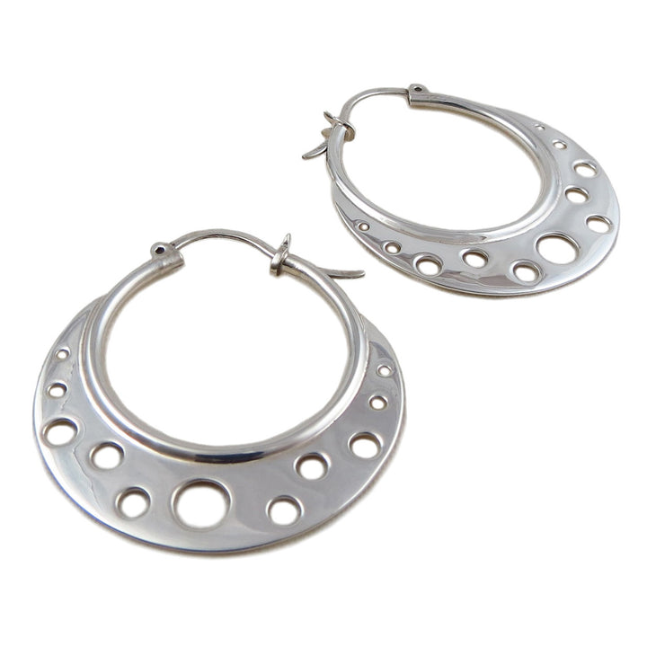 Large 925 Sterling Silver Circle Creole Hoops Earrings Gift Boxed