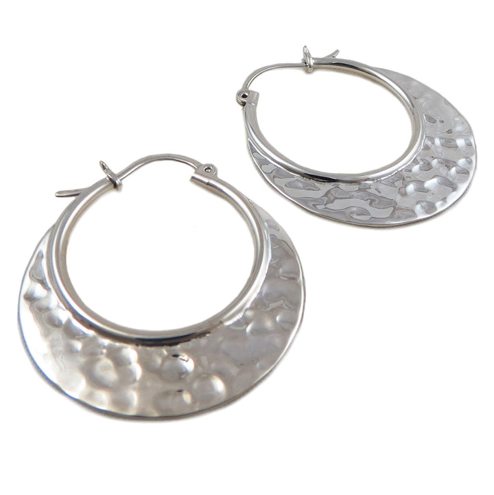 Creole Hoops 925 Sterling Silver Hammered Circle Earrings