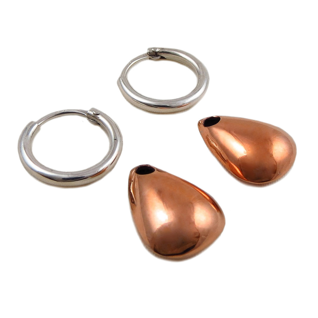 Guillermo Arregui Designer Two Part Sterling Silver and Copper Drop Earrings
