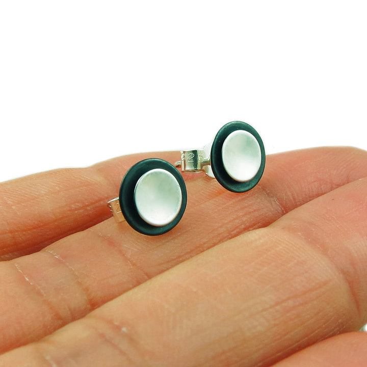 Two Tone Studs 925 Sterling Silver Earrings Gift Boxed