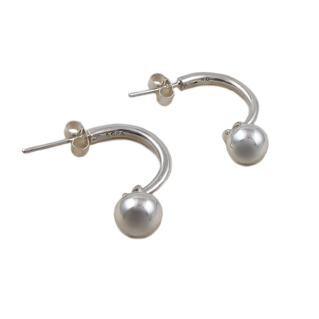 Two Way 925 Sterling Silver Ball and Half Hoop Earrings Gift Boxed