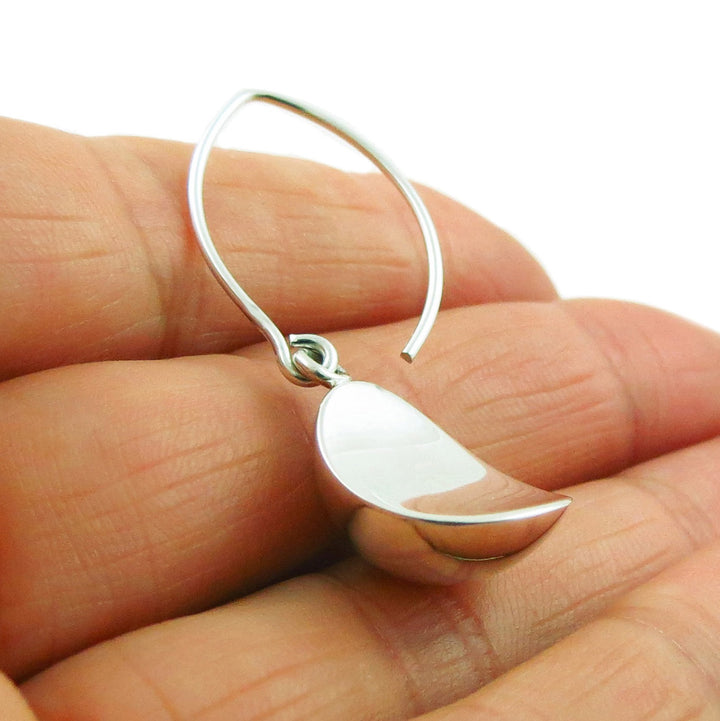Long 925 Sterling Silver Half Ball Bead Drop Earrings