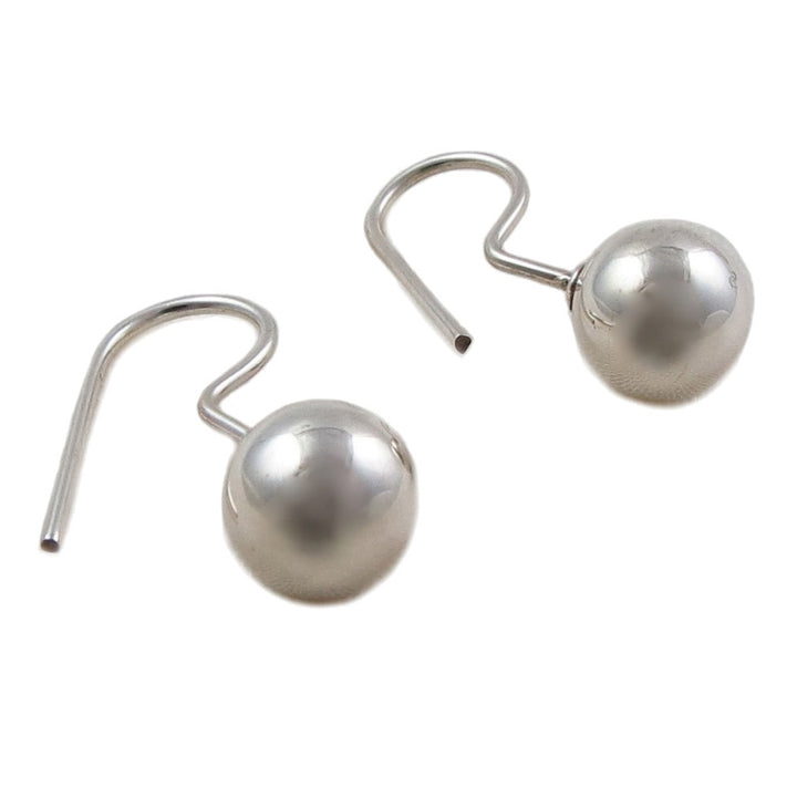 Stylish Polished 925 Silver Ball Bead Drop Earrings
