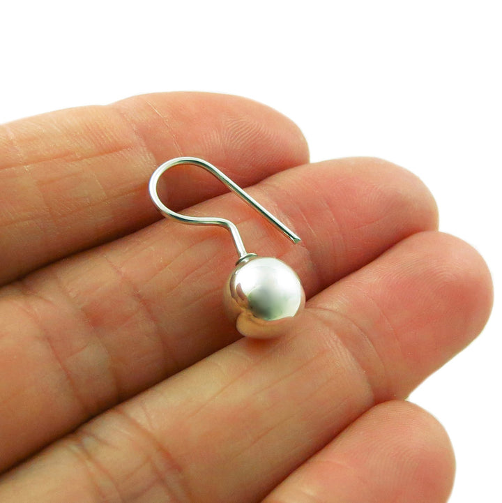 Stylish Polished 925 Silver Ball Bead Drop Earrings